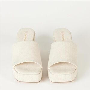 Women's Cream Slide Sandals